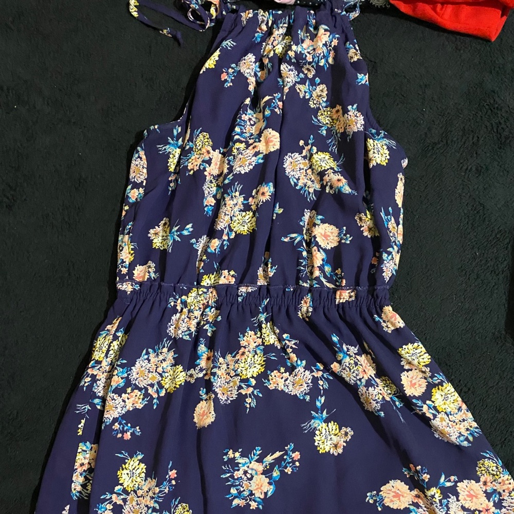 Dark blue flowered print sundress